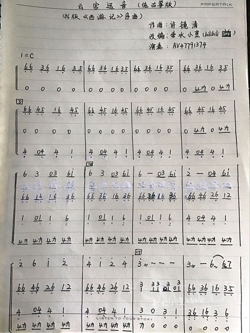 《云宫迅音》简谱（云宫迅音简谱完整版）